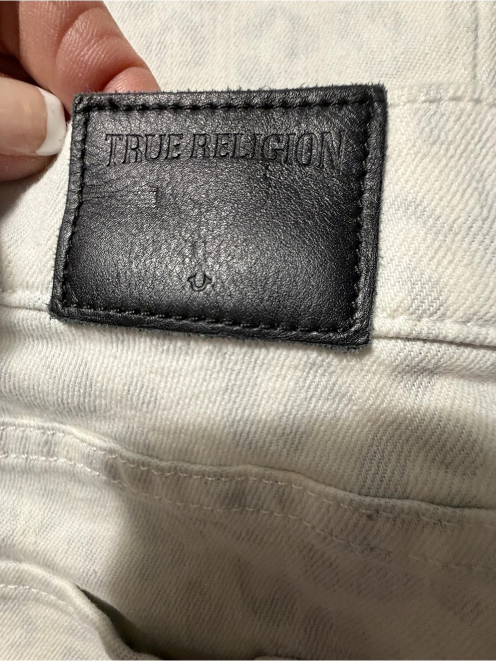 True Religion LIV  Low Rise Relaxed Skinny Light Gray Patterned Jeans Sz 27 - Picture 8 of 15